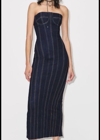 Zara Denim Midi Elbise