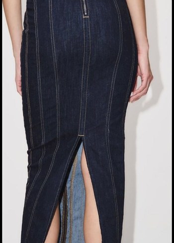 s Beden lacivert Renk Zara Denim Midi Elbise