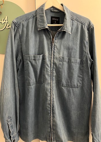 Erkek Mavi Denim Fermuarlı Gömlek - Görsel 2