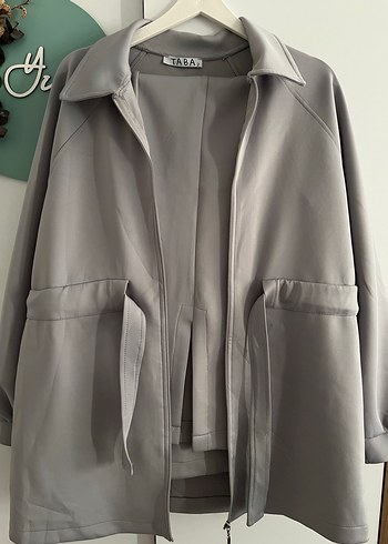 Gri Midi Uzunlukta Fermuarlı Kadın Kaban - Görsel 2