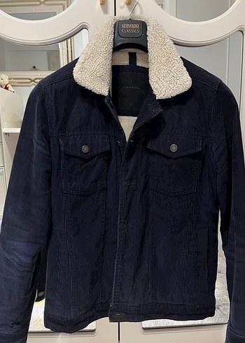 Gri Denim Erkek Ceket Düğmeli Yaka Detaylı - Görsel 2