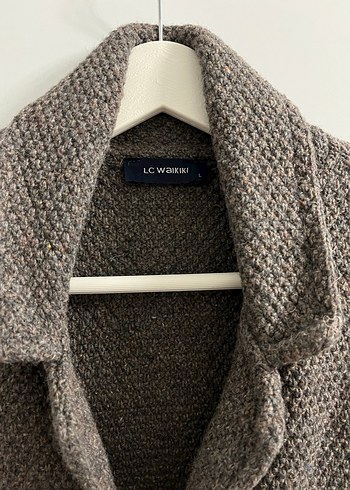 Düğmeli kahvrengi Erkek Yün Hırka - Görsel 2