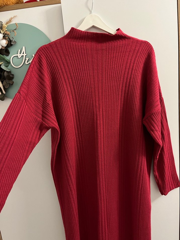 Fuşya Uzun Kollu Örme Triko Elbise - Görsel 2