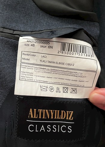 Lacivert Düğmeli Erkek Takım Elbise Ceketi - Görsel 5