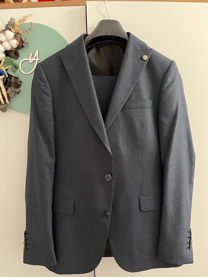 Lacivert Düğmeli Erkek Takım Elbise Ceketi - Görsel 2