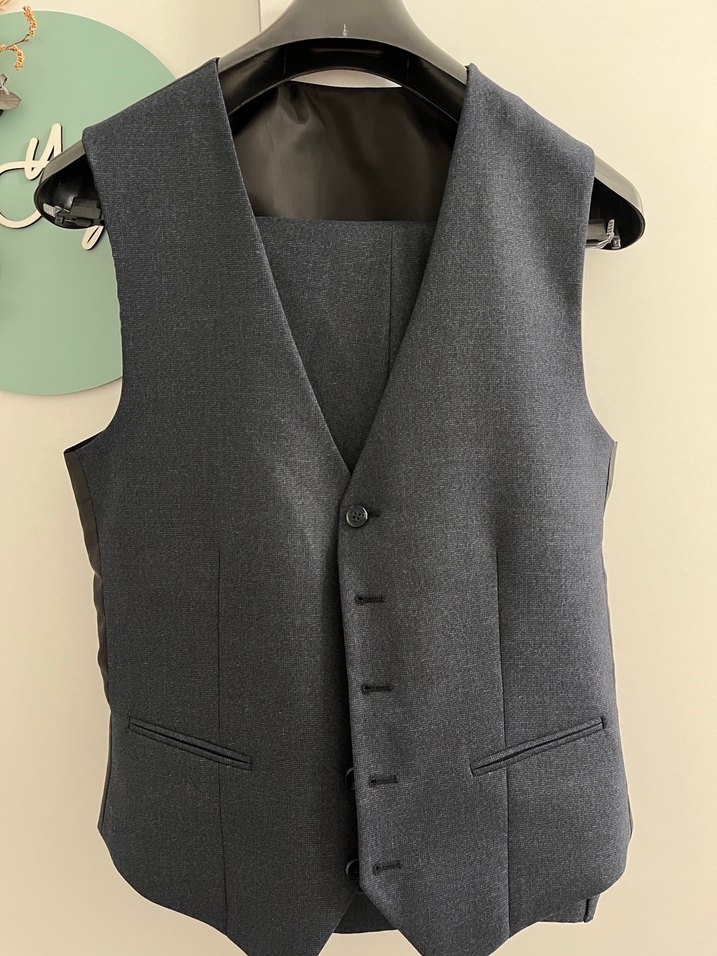 Lacivert Düğmeli Erkek Takım Elbise Ceketi - Görsel 3