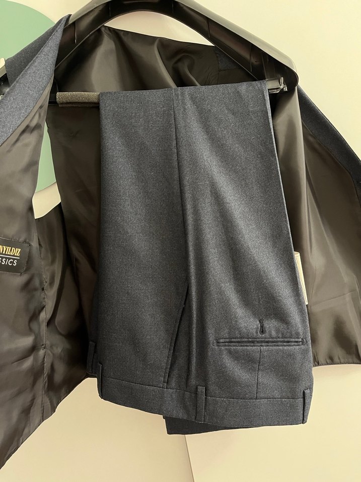 Lacivert Düğmeli Erkek Takım Elbise Ceketi - Görsel 4