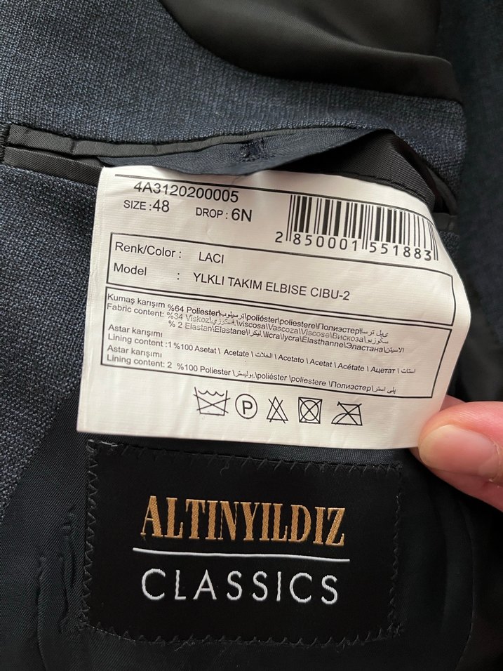 Lacivert Düğmeli Erkek Takım Elbise Ceketi - Görsel 5