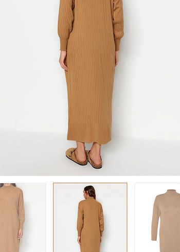 Bej Kadın Uzun Triko Elbise - Görsel 2