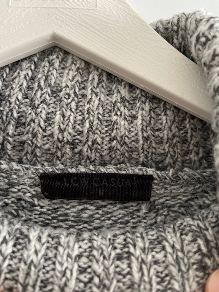 Gri Boğazlı Örgü Kadın Kazak - Görsel 3