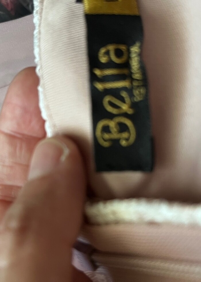 Pudra pembe beyaz dantel işlemleri uzun abiye elbise - Görsel 3