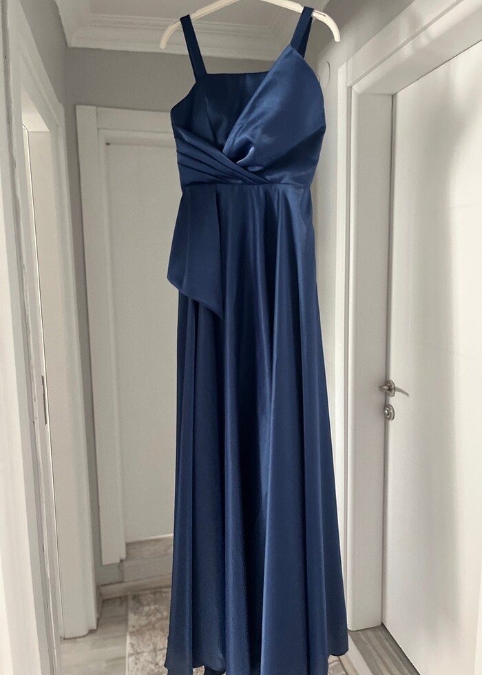 Gece mavisi uzun abiye elbise - Görsel 3