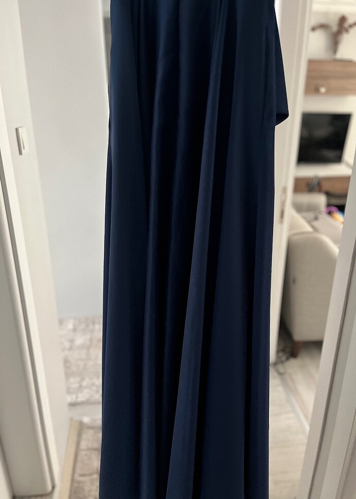 Gece mavisi uzun abiye elbise - Görsel 5