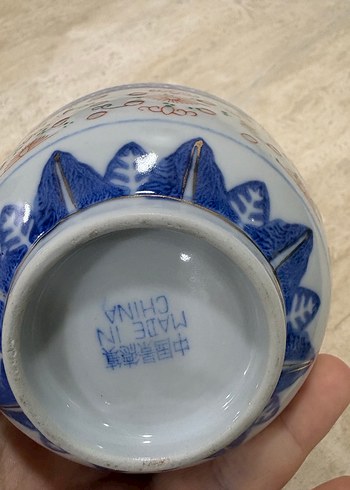 Koyu Mavi Desenli Seramik Kase - Görsel 4