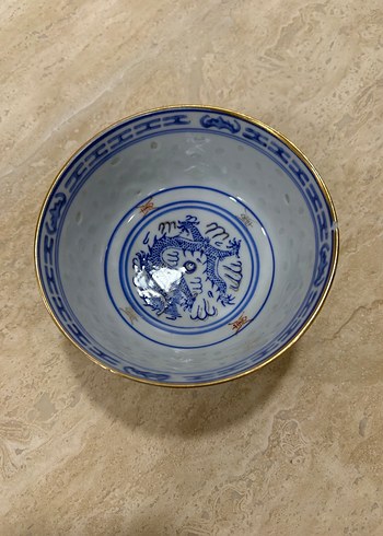 Koyu Mavi Desenli Seramik Kase - Görsel 2