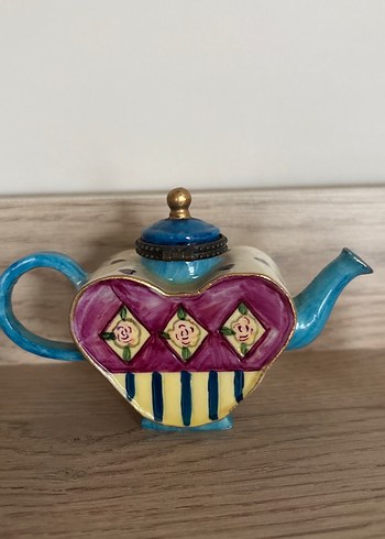 Renkli Seramik Kalp Şeklinde Demlik - Görsel 2