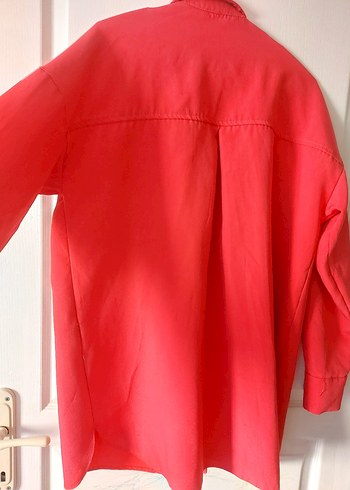 pembe fusya  Düğmeli Kadın Keten Gömlek - Görsel 3