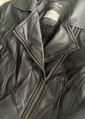 Kadın Siyah Deri Biker Ceket