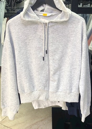 Gri Kapüşonlu Fermuarlı Sweatshirt