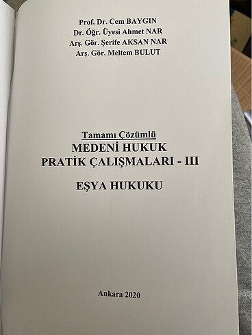Eşya hukuku pratik çalışma