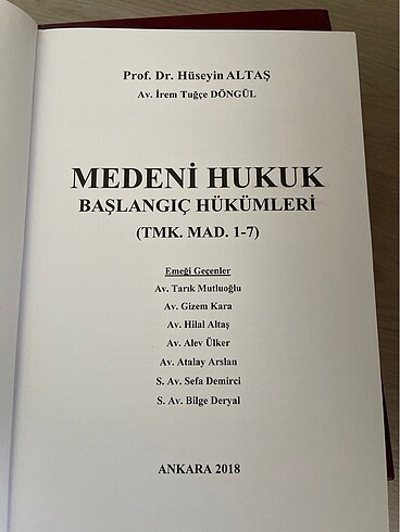 Medeni hukuk başlangıç hükümleri Hüseyin altaş