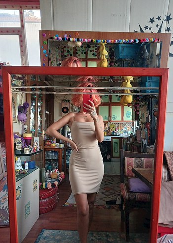Trendyol & Milla bej ince askılı mini elbise