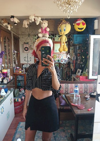 Zara Siyah Mini şort etek
