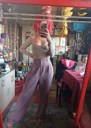 sentetik sezar kumaş palazzo Pantolon - Görsel 3