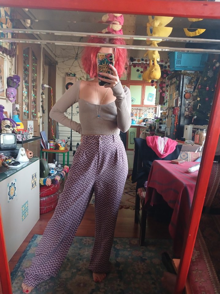 sentetik sezar kumaş palazzo Pantolon - Görsel 3