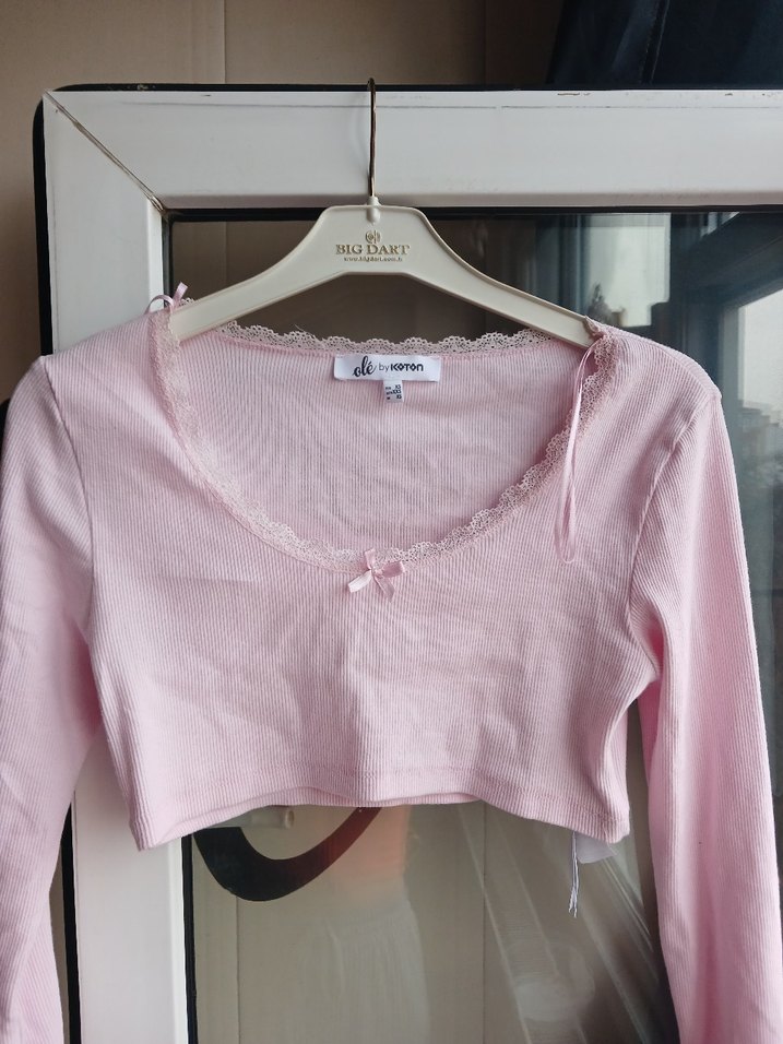 koton toz pembe crop - Görsel 4