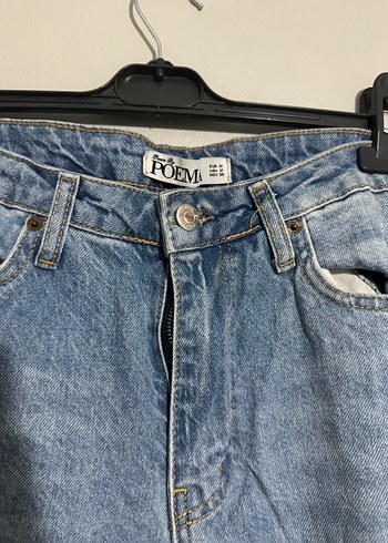 m Beden Kadın Mavi Yırtık Denim Salaş Pantolon
