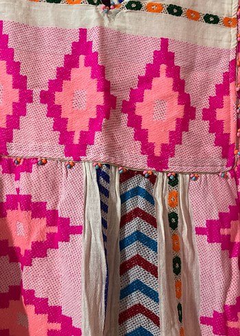 Nakışlı Boncuklu Bohem Uzun Elbise - Görsel 5