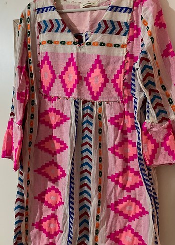 Nakışlı Boncuklu Bohem Uzun Elbise - Görsel 2