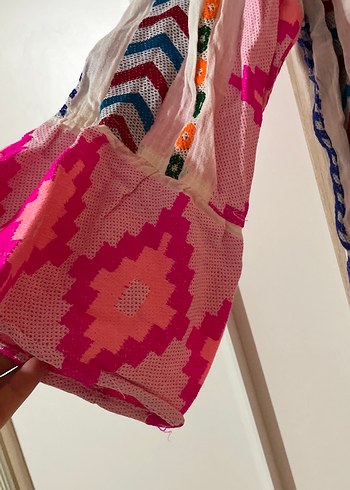 Nakışlı Boncuklu Bohem Uzun Elbise - Görsel 4