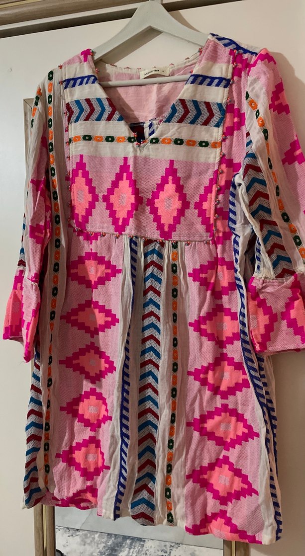 Nakışlı Boncuklu Bohem Uzun Elbise - Görsel 2