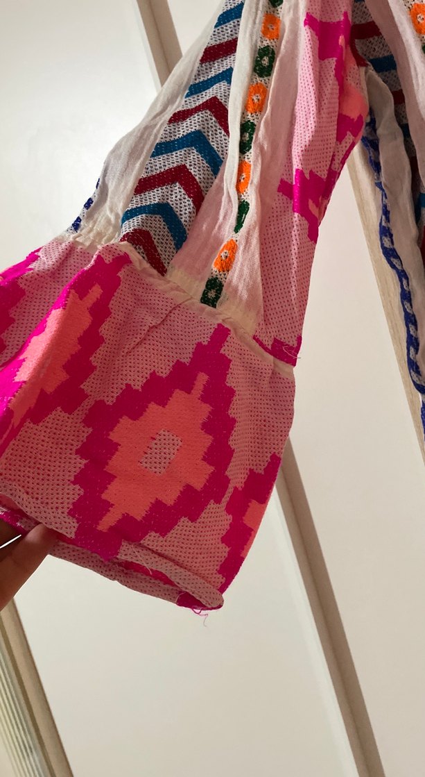 Nakışlı Boncuklu Bohem Uzun Elbise - Görsel 4