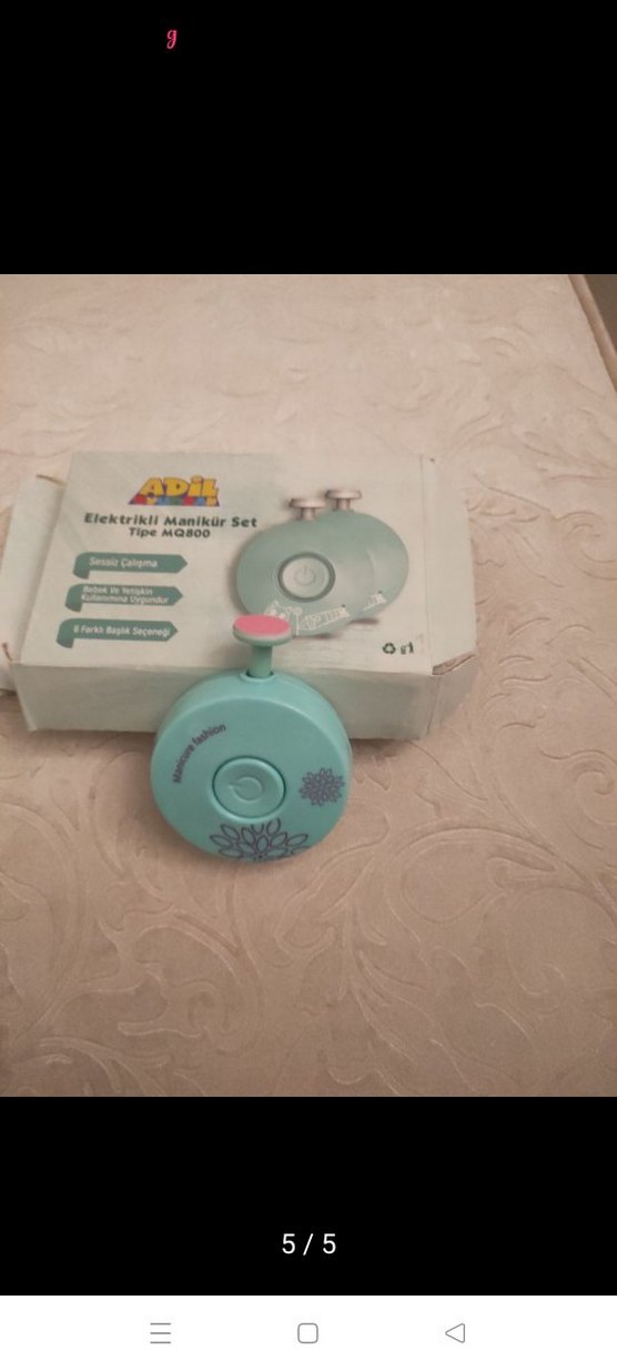 Turkuaz Düğmeli Mini Elektrikli Manikür Seti - Görsel 2