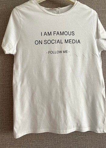 Beyaz Baskılı Kadın Crop Tişört - Görsel 4