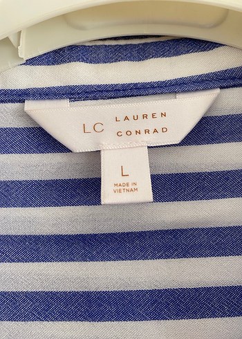 Mavi Çizgili Pamuklu Kadın Gömlek - Görsel 2