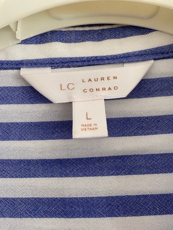 Mavi Çizgili Pamuklu Kadın Gömlek - Görsel 2