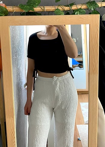 Siyah Kadın Kısa Tişört, Kısa Kollu, Dar Kesim - Görsel 4