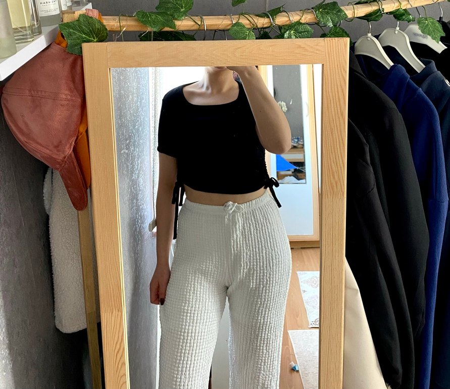 Siyah Kadın Kısa Tişört, Kısa Kollu, Dar Kesim - Görsel 4