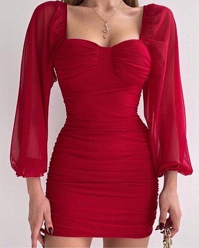 DAVET BALO MİNİ ŞIK MODEL ELBİSE ŞİFON BALON KOL