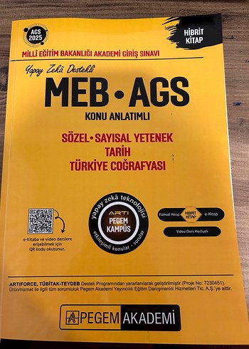 MEB AGS Konu Anlatımlı Pegem Sözel Sayısal Yetenek Kitabı