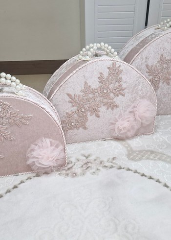 Beden Dantel Detaylı Pembe Vintage Gelin Çantası