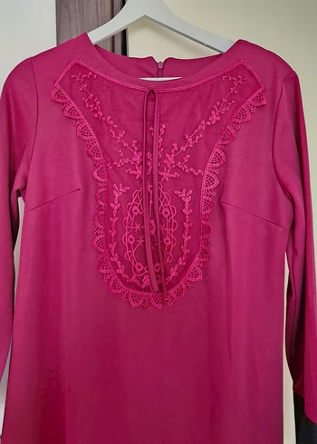 Bordo Dantel Detaylı elbise