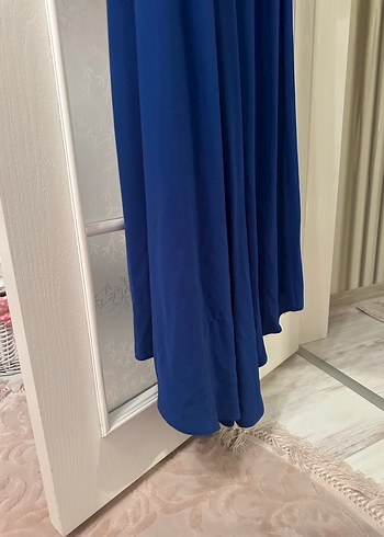 Mavi Uzun Kollu Kadın Abiye Elbise - Görsel 6