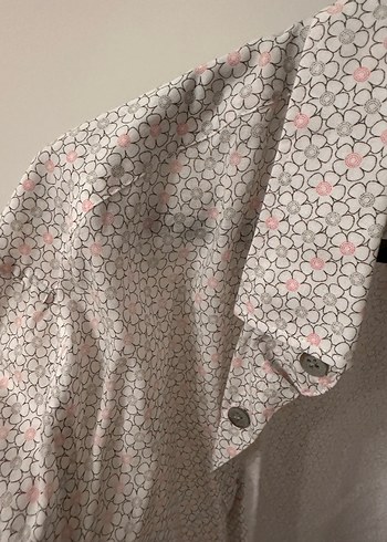 Gri Pudra Baskılı Pamuklu Erkek Gömlek - Görsel 4