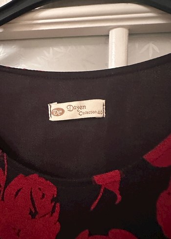 Bordo Uzun Kollu Gül Desenli Uzun Elbise - Görsel 4