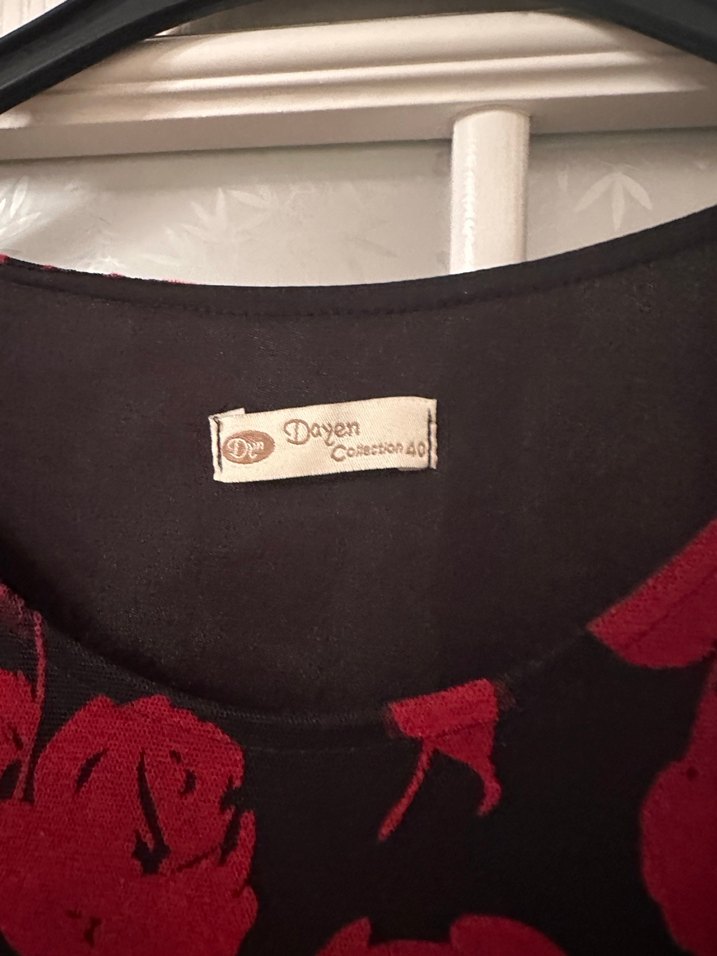 Bordo Uzun Kollu Gül Desenli Uzun Elbise - Görsel 4